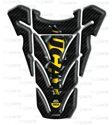 Protège Réservoir  "Top Wings Rip" carbon look/Jaune adapté pour Ducati Monster