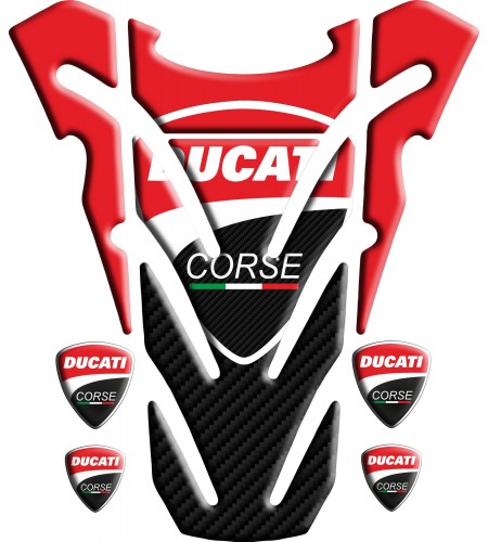 Protège-réservoir pour DUCATI monster rouge/carbone "top wings" TANK PAD sticker + 4